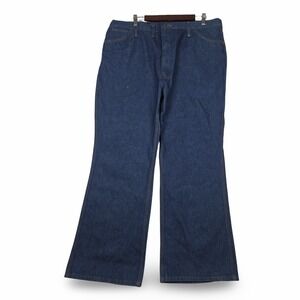 Vintage Wrangler Jeans Made USA 42 Short Dark Wash Denim Pants 1W530 40x29.5 80s
